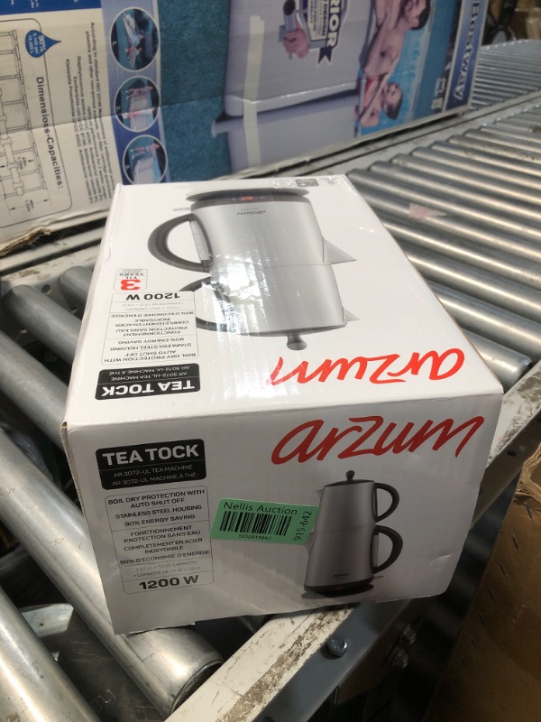 Photo 2 of **MINOR DAMAGE USED**
Arzum Tea Tock Electric Turkish Tea Maker, Stainless Steel, 120V