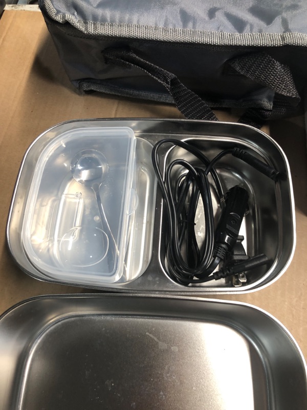 Photo 4 of **FOR PARTS ONLY**(NON FUNCTIONAL)
Vabaso Electric Lunch Box for Adults, 80W Heated Lunch Box with 2 Stainless Steel Container, 1.5L Portable Food Warmer Lunch Box for Work Men Car Truck, 110V/12V/24V/240V