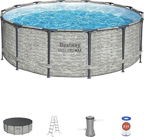 Photo 1 of ***NONREFUNDABLE - THIS SALE FINAL - MISSING PARTS - SEE COMMENTS***
Bestway Steel Pro MAX 14 Foot x 33 Inch Round Metal Frame Above Ground Outdoor Swimming Pool Set with 1,000 Filter Pump, Ladder, and Cover, Gray
