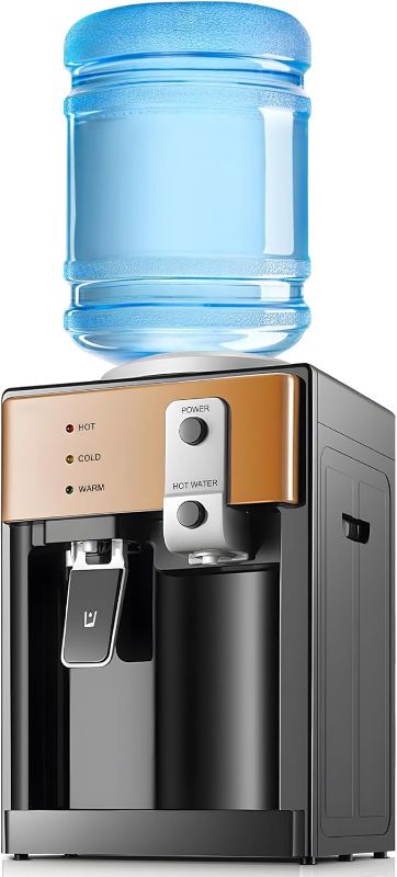 Photo 1 of ***USED - POWERS ON - UNABLE TO TEST FURTHER***
Water Dispenser, Top Loading Water Cooler for 1.2 to 5 Gallon, 3 Temperature Settings Room Temperature Water Cold Hot Water Dispenser, Bedside Water Dispenser for Home, Office, Dormitory Use