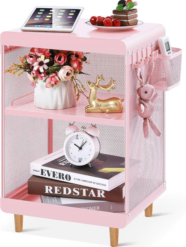 Photo 1 of (MISSING HARDWARE) SYKIARIOL Cute Kid End Table, Bedside Nightstand Table with Storage, Metal Side Table for Bedroom, Living Room,Dorm,Girls Bedroom Furniture,Coffee Table,Light Pink