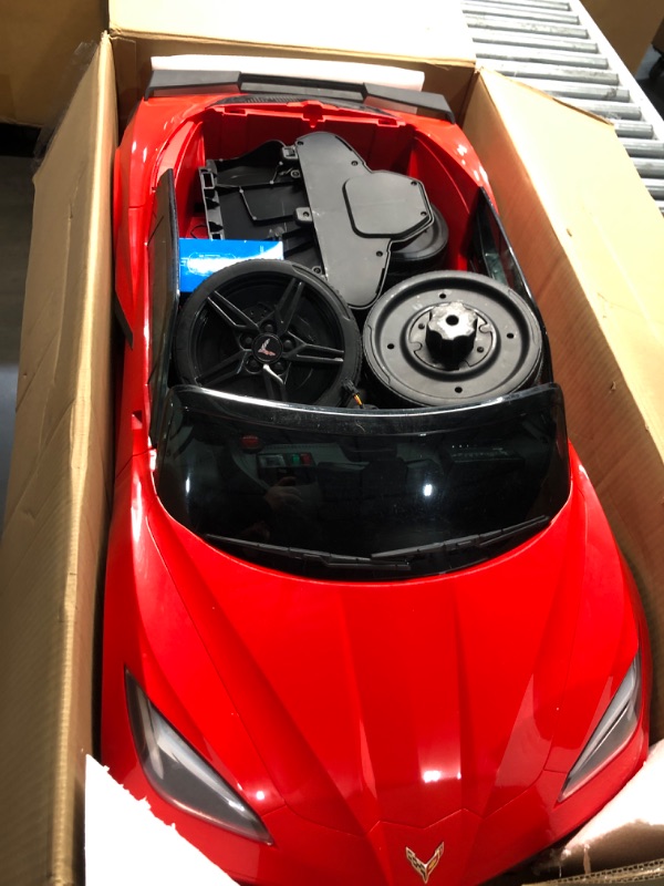 Photo 2 of (READ FULL POST) FUNTOK Licensed Chevrolet Corvette C8 Kids Car, Kids Electric Car, Kids' Electric Vehicles, LED Lights, 3 Speeds, Bluetooth, Shiny Dashboard, MP3, Kids Cars to Drive, Electric Car for Kids, Red