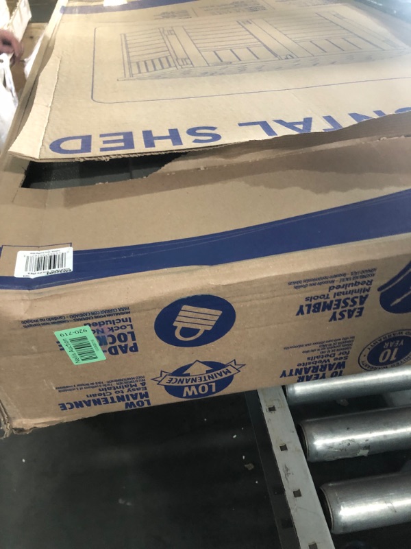 Photo 1 of Suncast 34 Cu Ft Capacity Horizontal Outdoor Storage Shed for Garbage Cans, Garden Accessories, Backyard, and Patio Use, Vanilla