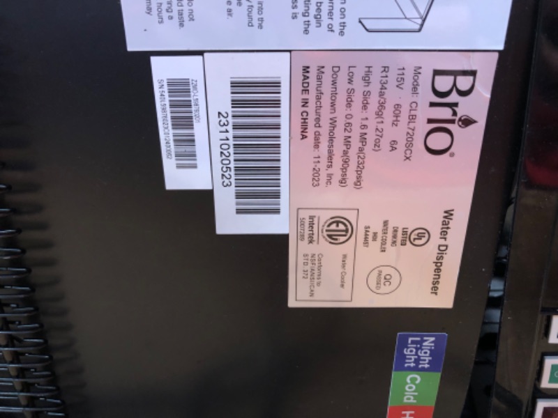 Photo 7 of ***NONREFUNDABLE - MAJOR DAMAGE - SEE COMMENTS***
Brio CLBL720SCBLK Moderna Self Cleaning Bottom Load Hot, Cold & Room Water Cooler - New Black Stainless Steel - Tri Temp W/Touch Dispenser Feature