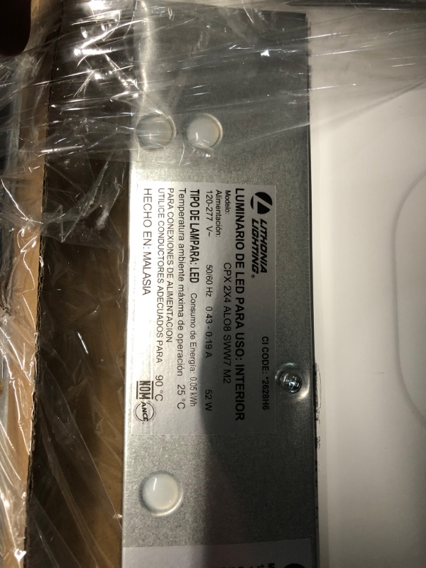 Photo 8 of ***NONREFUNDABLE - MAJOR DAMAGE - PARTS ONLY - SEE COMMENTS***
Lithonia Lighting CPX 2X4 ALO8 SWW7 M2 LED 2 ft. x 4 ft. Flat Panel Ceiling Light Fixture for Shop Lighting & Home Improvement, Adjustable Light Output 3800-6200 Lumens, 3500K-5000K Switchable