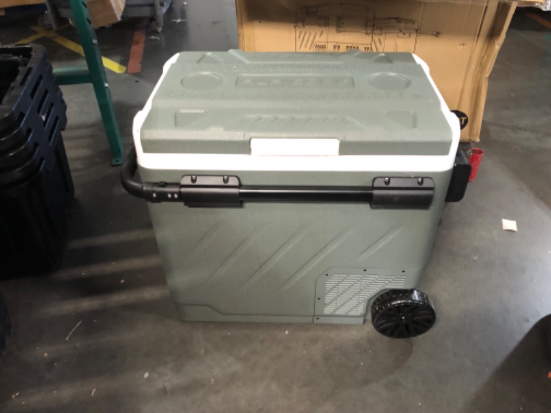 Photo 2 of ***USED - POWERS ON - UNABLE TO TEST FURTHER - SEE PICTURES8**
Alpicool Portable Refrigerator for Car, 12 Volt Refrigerator with Wheel 61 Quarts Car Refrigerator Dual Zone Independent Control, Portable Car Fridge 12V/24V Electric Cooler for Camping