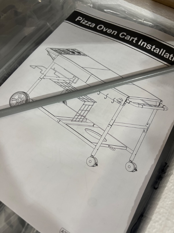 Photo 1 of GRILL FORCE Pizza Oven Table with Pizza Topping Station,Movable Pizza Oven Stand,Pizza Oven Cart,Outdoor Grill Table Cart,Food Prep Work Cart,Fits for Ooni Pizza Oven,Ninja Woodfire,Blackstone Griddle