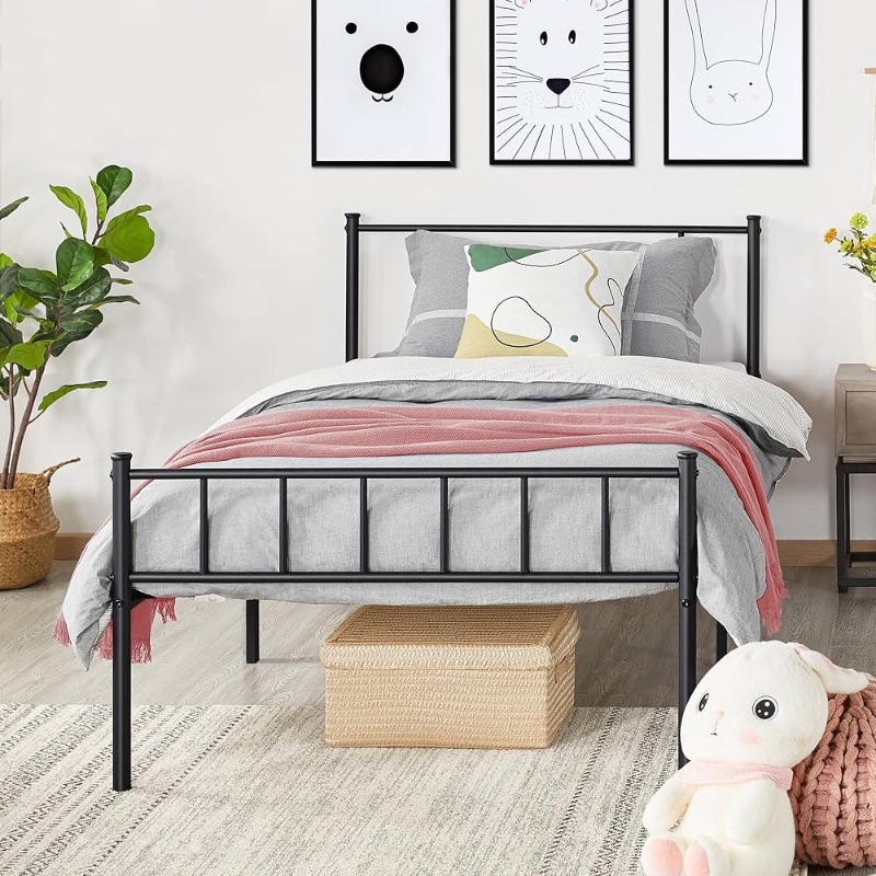 Photo 1 of ***STOCK PHOTO FOR REFERENCE*** opeakmart Twin Size Metal Bed Frame, Platform Bed Frame with Headboard and Footboard/No Box Spring Needed/Steel Slat Support/Under Bed Storage/Black