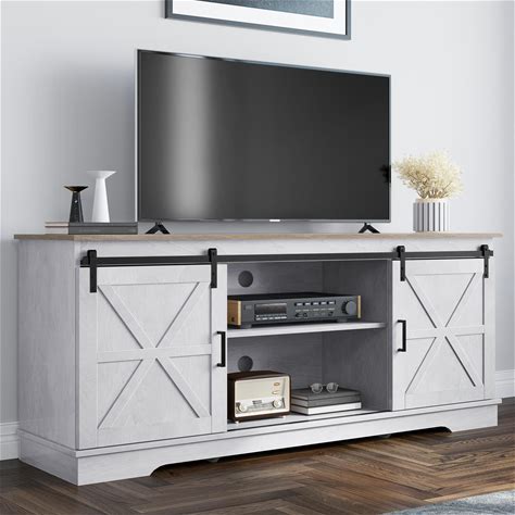 Photo 1 of *****BROWN********YITAHOME Farmhouse TV Stand For Tvs Up To 65 Inch, Entertainment Center With Sliding Barn Doors And Storage Cabinet, Rustic TV Media Console For
