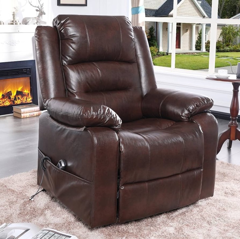 Photo 1 of ***PALLET PICK UP/ PICK UP TRUCK / TRAILER PICK UP ONLY*** S*MAX Lift Chairs Recliners for Elderly Power Recliner Chair Living Room Chairs Full Air Leather Electric Recliner Chairs Side Pockets USB Charge Port and Remote Control Power Lift Recliner Brown