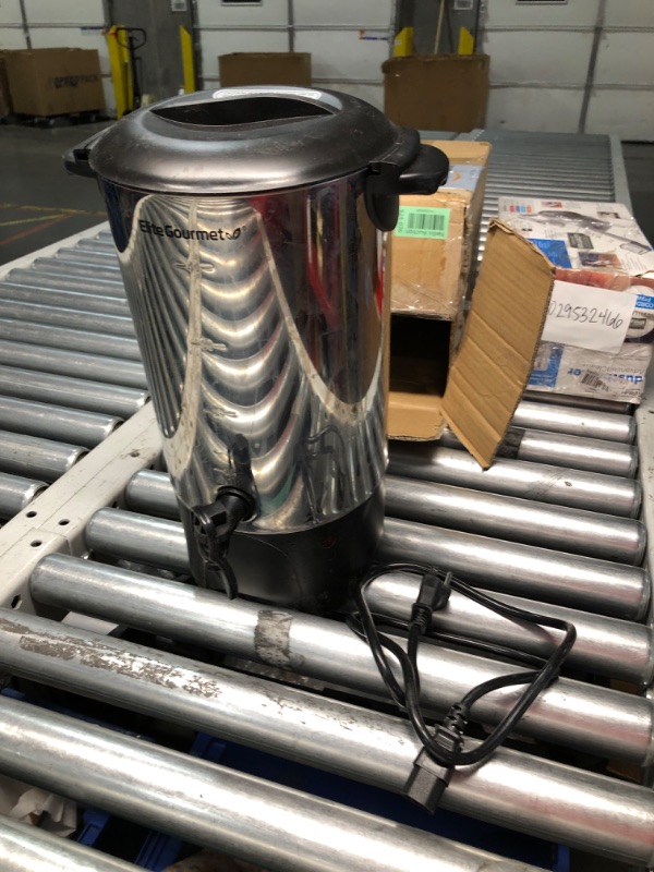 Photo 5 of ***HEAVILY USED AND DIRTY - LIKELY MISSING PARTS - UNABLE TO VERIFY FUNCTIONALITY***
Elite Gourmet CCM040 Stainless Steel 40 Cup Coffee Urn Removable Filter For Easy Cleanup, Two Way Dispenser with Cool-Touch Handles Electric Coffee Maker Urn, Stainless S