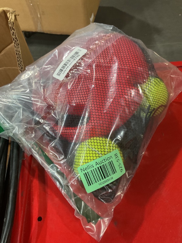 View 2 of Teloon Solo Tennis Trainer Rebound Ball with String for Self Tennis Practice Training Tool for Adults or Kids Beginners with 2 String Balls Elastic and a Portable Mesh Bag