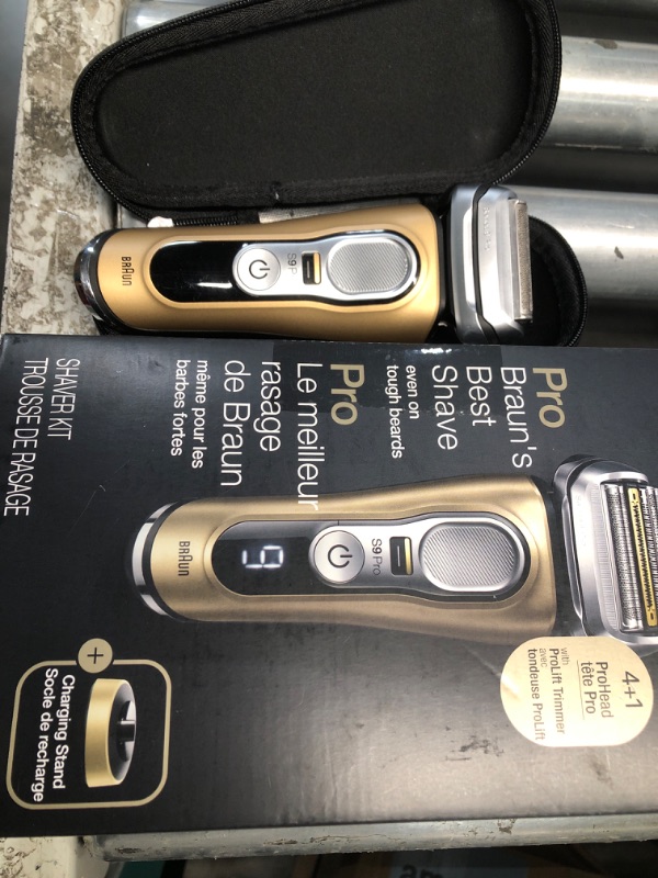 Photo 2 of ***FACTORY SEALED, ITEM OPENED FOR INSPECTION ONLY***
Braun Electric Razor for Men, Waterproof Foil Shaver, Series 9 Pro 9419s, Wet & Dry Shave, with ProLift Beard Trimmer for Grooming, Charging Stand Included, Gold