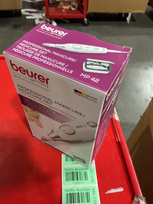 Photo 1 of ***MISSING CHARGING CORD****
Beurer MP42 Nail Drill, 7-in-1 Nail Kit with Strong Sapphire Nail Drill Bits, Electric Nail File and Nail Buffer Includes Bright LED Light, Pedicure Kit and Manicure Set with Storage Case