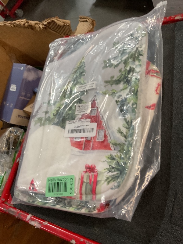 Photo 1 of *MISSING PARTS* Christmas Shower Curtain Sets 4pcs Winter Snowman Pine Tree Bathroom Decor Set with Showe Curtain Rugs Toilet Lid Cover, Xmas Tree Holiday Bath Curtain with 12 Hooks (Gray, 71" L x 71" W)