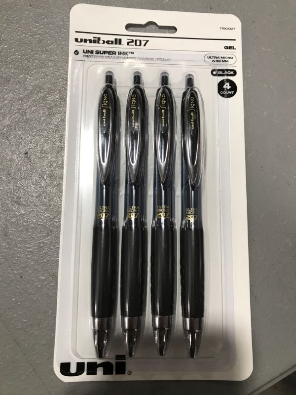 Photo 2 of Uni-ball Signo 207 RT - Rollerball pen - black - pigment gel ink - 0.38 mm - ultra micro - retractable (pack of 4)