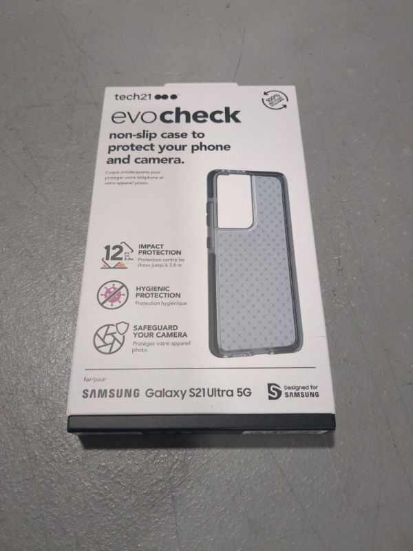 Photo 2 of tech21 Evo Check Phone Case for Samsung S21 Ultra 5G - 12 ft. Drop Protection, Smokey/Black