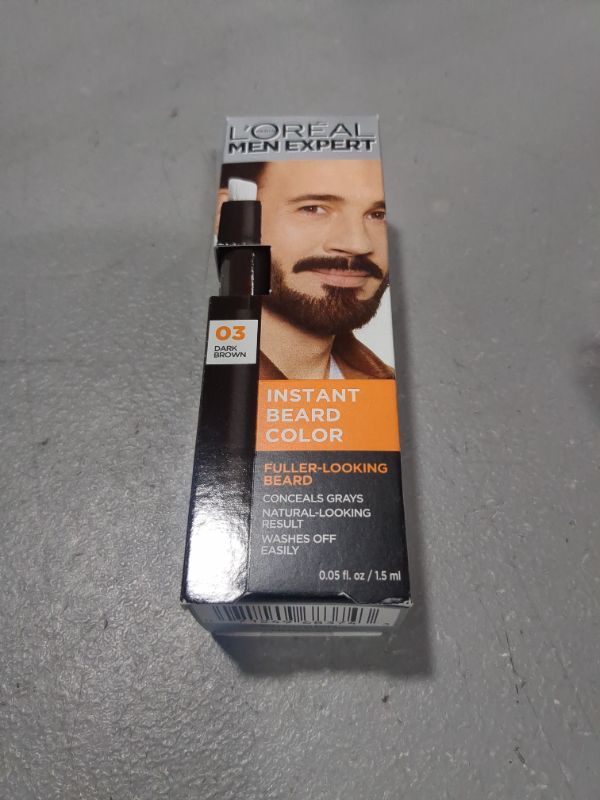 Photo 1 of L'Oreal Paris Men Expert Instant Temporary Beard Color, Beard Filler for a Natural and Fuller-Looking Beard, 03 Dark Brown, 0.05 Fl Oz