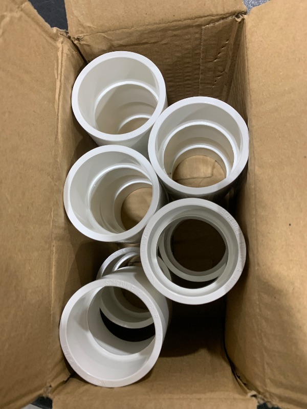 Photo 2 of 10Pack 1-1/2" PVC Pipe Coupling Adapter Pipe Fittings (Socket x Socket) Contractor Pack Schedule 40 Heavy Duty 1.50 Inch PVC Slip Socket Connectors for DIY PVC Shelf Garden Support Structure, White