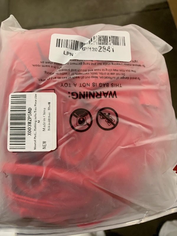 Photo 1 of Meetall Red High Cut Leg Rise Cute Cheeky Bikini Set Swimsuits for Women Sexy String Bathing Suits Two Piece Size M