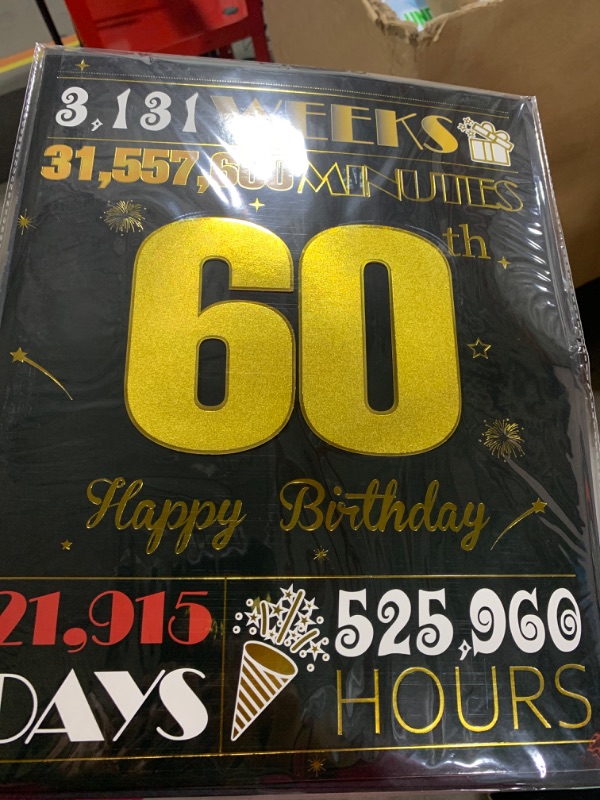 Photo 2 of Ushinemi 60th Birthday Decorations Large Happy 60th Birthday Card for Men Women, Jumbo Black Gold Birthday Greeting Card for Her Him Cheers to 60 Years Old Birthday Gifts