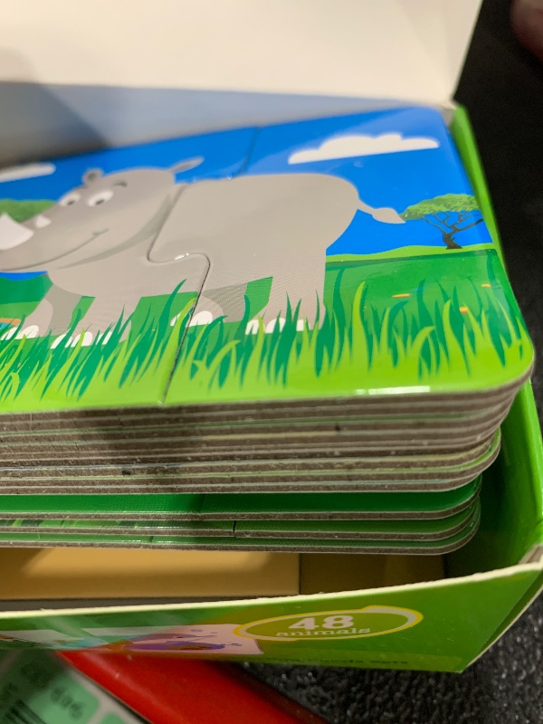 Photo 1 of 48 Animal Matching Puzzles with Error-Correction Mechanism Pre-Primer in 2 Pieces, Perfect for Preschool Learning (24 Blocks Double Sided)