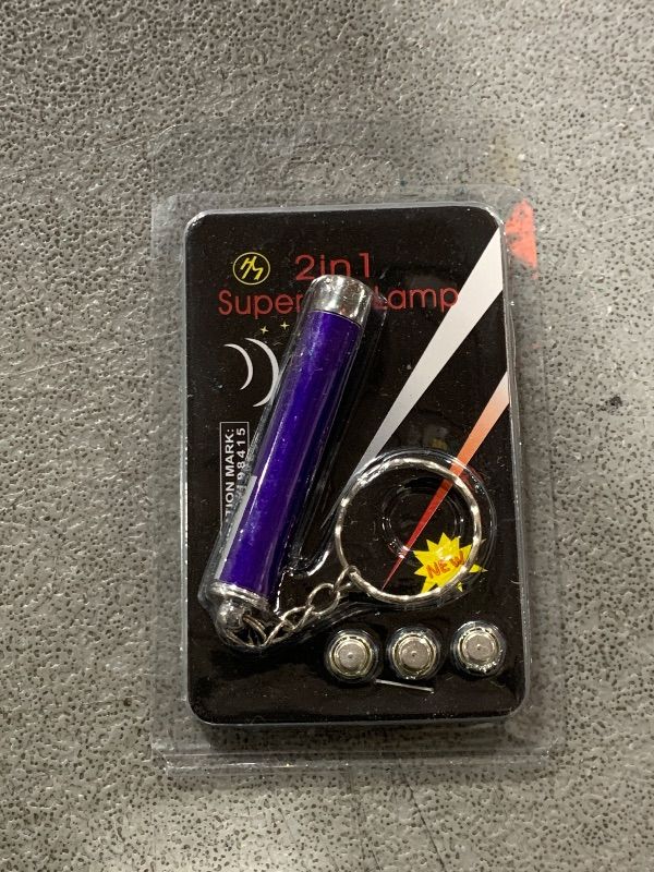 Photo 1 of Mini Cat Toys Laser Pointer Pen Keychain Flashlight Funny Dog Stick Pet Lamp White Light LED Infrared Button Electronics Included Interactive Cats Toys for Indoor Cats (1 PCS Pack, Purple)