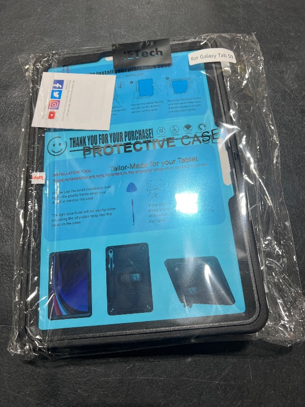 Photo 1 of JETech Case for Samsung Galaxy Tab S9 11-Inch with Built-in Screen Protector and S Pen Holder, Heavy Duty Rugged Shockproof Protective Tablet Cover, 360 Degree Rotating Hand Strap Stand (Black)