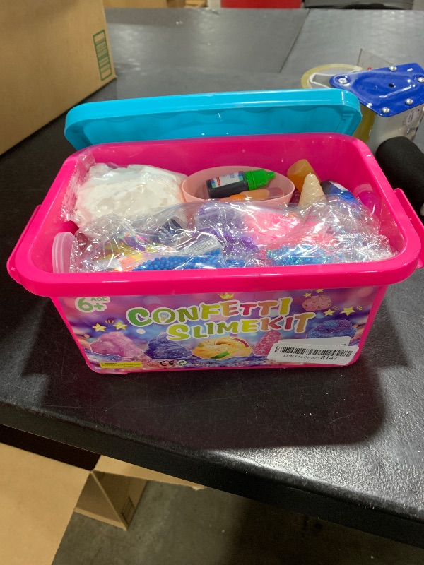 View 2 of pokujyrt Confetti Slime Kit, Sparkling Slime Making Kit, Craft Toy, Party Favors for Kids, Birthday Gfit for Girl and Boys 6 7 8 9 10 11 12