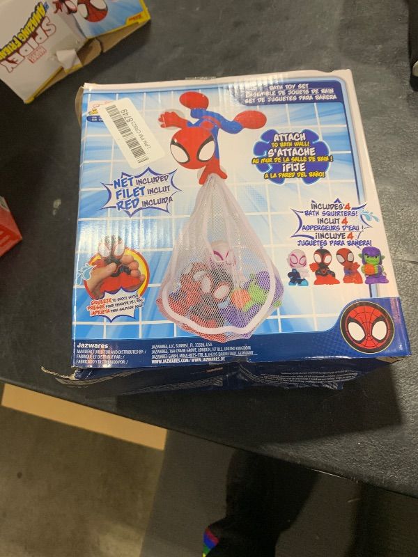Photo 1 of MARVEL Spidey and His Amazing Friends Bath Toy Set - Spidey Wall Mount with Web Net and Four Bath Squirters