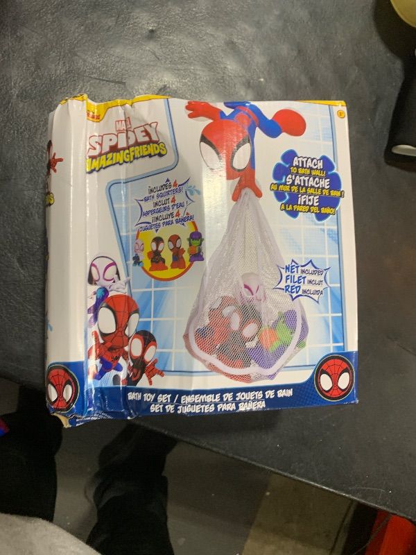 Photo 1 of MARVEL Spidey and His Amazing Friends Bath Toy Set - Spidey Wall Mount with Web Net and Four Bath Squirters