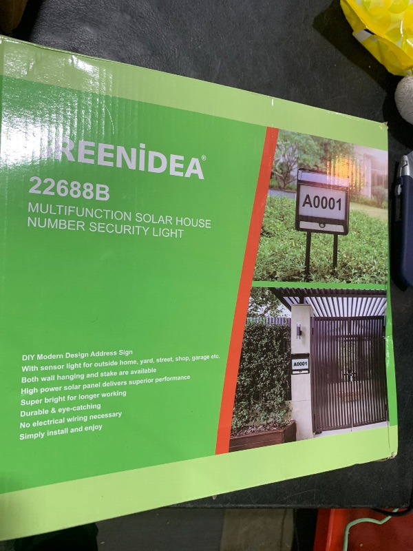 Photo 1 of Solar Address Sign,Solar House Numbers for Outside LED Illuminated Address Numbers for House with Solar Motion Sensor Light ,Waterproof Address Plaque for Home Yard Street, 2 in 1 Installation Modes(Wall/Grassland) ,Black