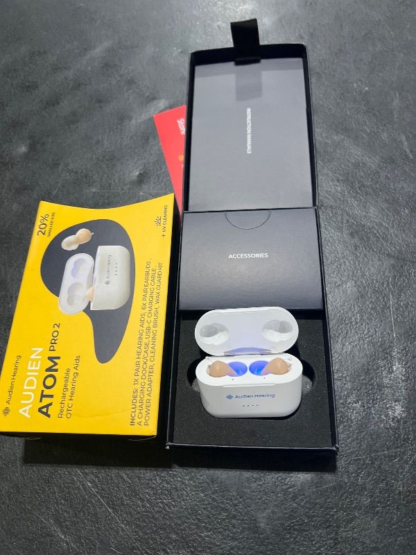 Photo 2 of Audien ATOM PRO 2 Wireless Rechargeable OTC Hearing Aid, Premium Comfort Design and Nearly Invisible