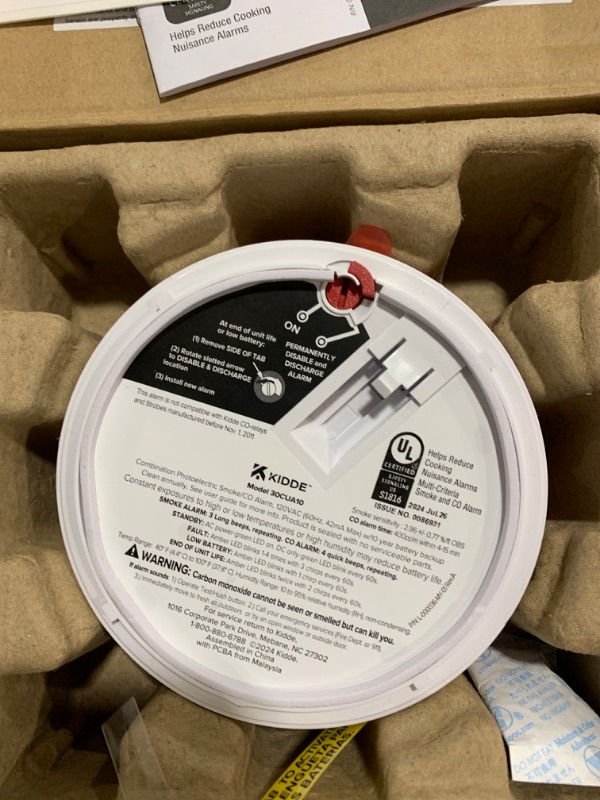 Photo 1 of Kidde Hardwired Smoke & Carbon Monoxide Detector, 10-Year Battery Backup, Interconnectable LED Warning Light Indicators