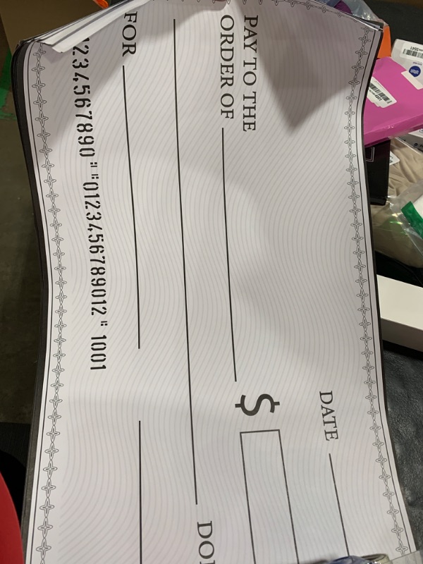 Photo 1 of 6 Pieces Giant Check Big Checks for Presentations 30" x 16" Big Fake Checks Funny Jumbo Check Oversized Blank Presentation Check for Donation Raffle Fundraisers Award Prize Presentations Charity