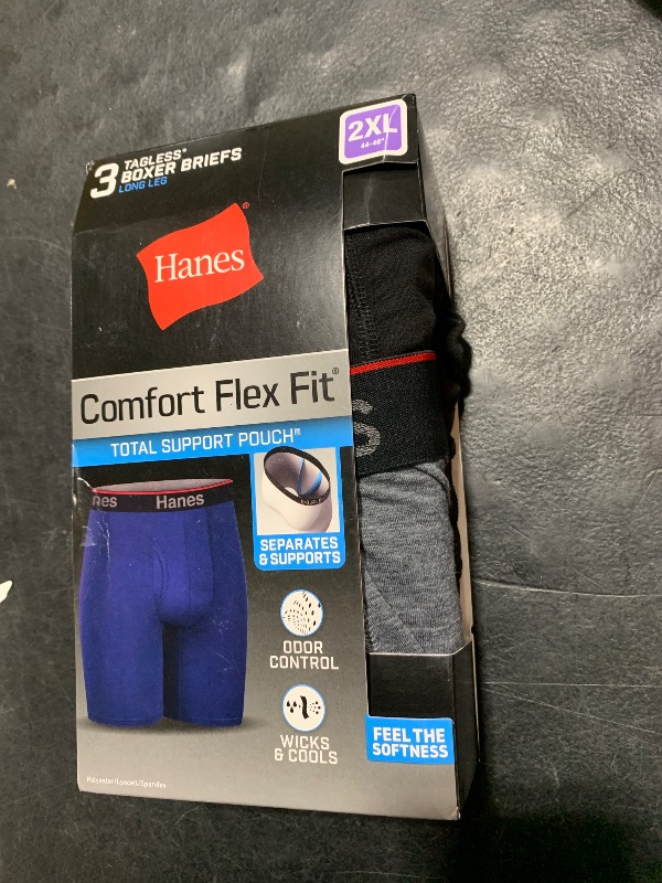 Photo 1 of Hanes Total Support Pouch Men's Boxer Briefs Pack, Anti-Chafing, Moisture-Wicking Underwear, Odor Control (Reg or Long Leg)