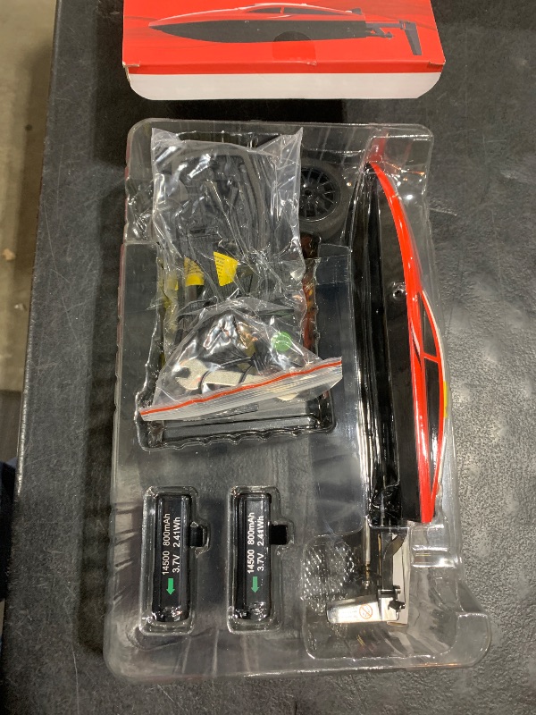 Photo 1 of Force1 Velocity Red Fast RC Boat - Remote Control Boat for Pools and Lakes, Underwater RC Speed Boat Toy, Mini RC Boats for Adults and Kids, 2.4GHZ Remote Controlled Boat with 2 Rechargeable Batteries
