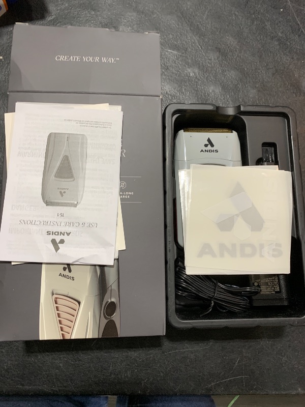 Photo 1 of Andis TS-1 17235 Pro Foil Lithium Titanium Foil Shaver, Cord/Cordless, Smooth Shaving Cordless Shaver with Charger, Gray