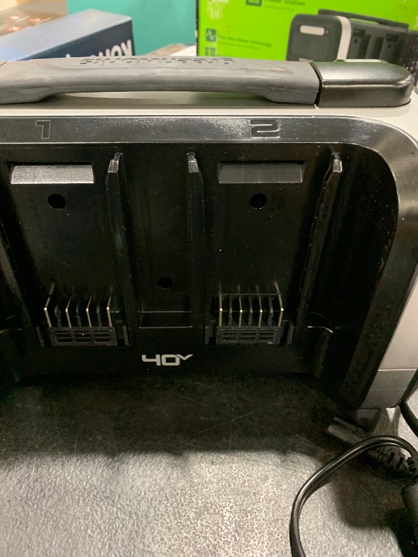 Photo 1 of Greenworks 40V 500W Portable Power Station, 4-Slot Inverter, 2 AC Outlets, 5 USB Ports, Smart APP Control Power Generator, Outdoor Backup Power Supply (POWER 75+TOOLS, BATTERY SOLD SEPARATELY),Black
