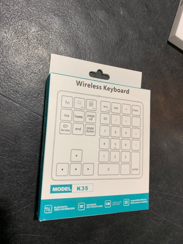 Photo 1 of LOONASA Bluetooth Number Pad, Rechargeable Wireless Numeric Keypad, Three Mode, Slim & Silent Design, 35-Keys External Numpad USB Keyboard for MacBook, iPad, iPhone, iOS, Laptop, Windows, Android, PC