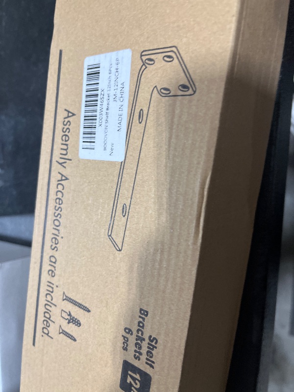 Photo 1 of Floating Shelves Brackets 12 Inch, Black Shelf Brackets Heavy Duty with Screws, 90 Degree Angle Metal Shelf Brackets & Supports, Shelf Brackets with Modern Iron Finish (12 inch -6 Pack)