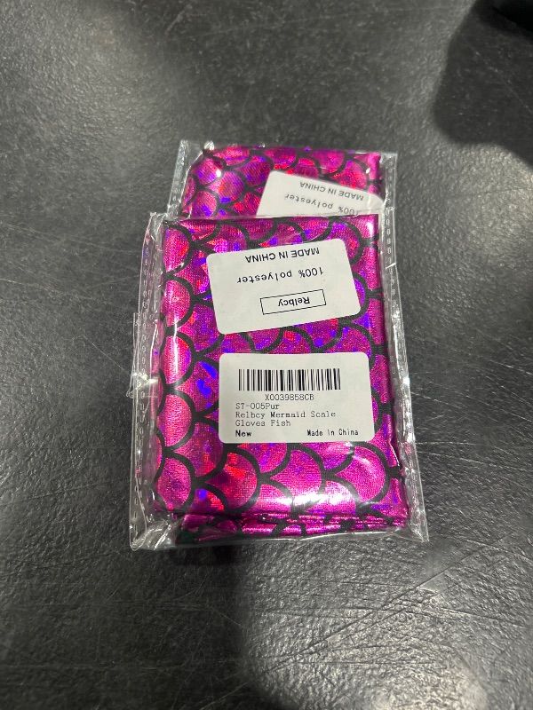 Photo 1 of RELBCY Metallic Scale Gloves Fish Scale Fingerless Gloves Long Gloves Party Costume Accessories for Women and Girls (F-Purple) 2 Pack