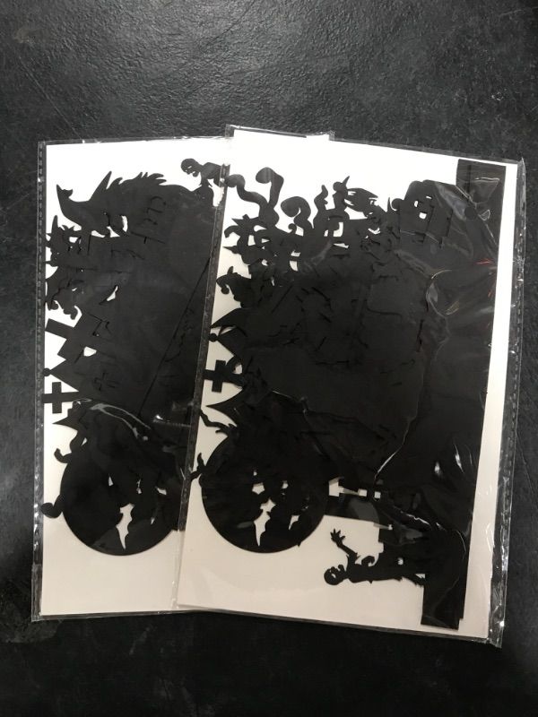 Photo 1 of 2 PACK kockuu Halloween Mantle Decorations Indoor Halloween Tabletop Centerpieces Cemetery and Haunted House Silhouette Halloween Scene Decoration Scenario Decor for Halloween Party Home Decor Supplies