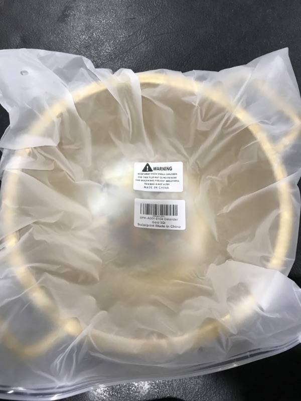 Photo 1 of Solorprint Colander with Coaster, 3 Quart Stainless Steel Pasta Rice Food Metal Strainer with Handles and Self-draining Base, Colander for Kitchen, Gold