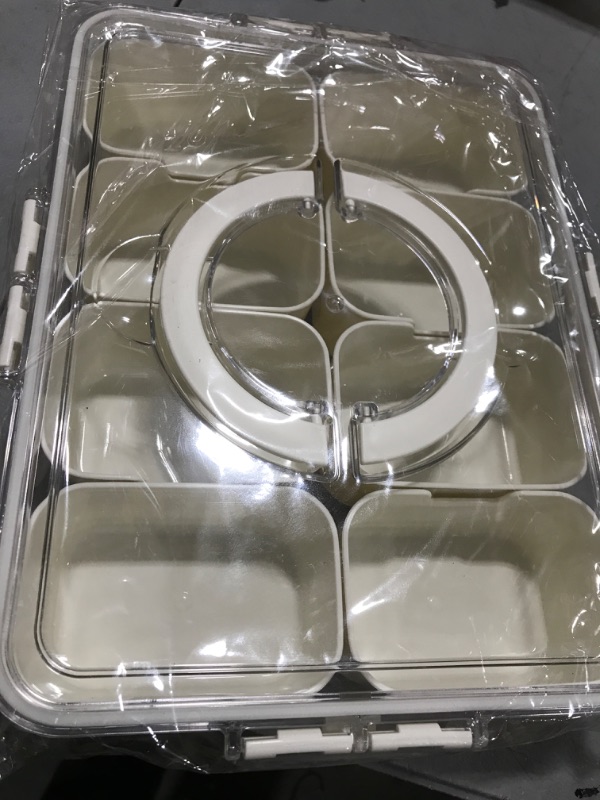 Photo 1 of Rzmyencg Snackle Box Container,Divided Serving Tray with Lids and Handle,Portable Snack Box 8 Compartment Fruit Veggie Candy Treat Party Tray Storage Clear Snack Charcuterie Platter