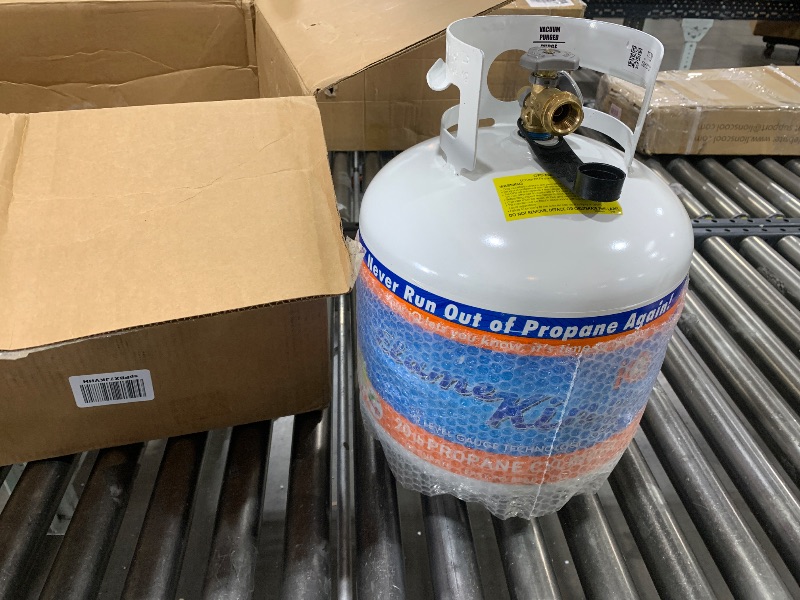 Photo 2 of  Flame King YSN230 20LB Steel Propane Tank Cylinder With Overflow Protection Device Valve and Built-in Gauge, Great For Grills And BBQs 