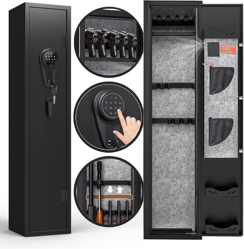 Photo 1 of Kaer 3-5  Safes for Home Rifle and Pistols, Quick Access Safes for Shotguns, cabinets with Adjustable Rack, Pockets and Removable Shelf