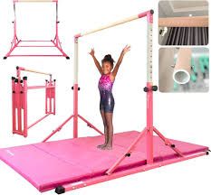 Photo 1 of PreGymnastic Foldable Gymnastics Bar, 6FT Gymnastic Horizontal Bars, Folding Training Bar for Kids and Teenagers 3-18, Weight Limit 500 LB, Adjustable kip Bar,Children Home Gym Equipment Indoor