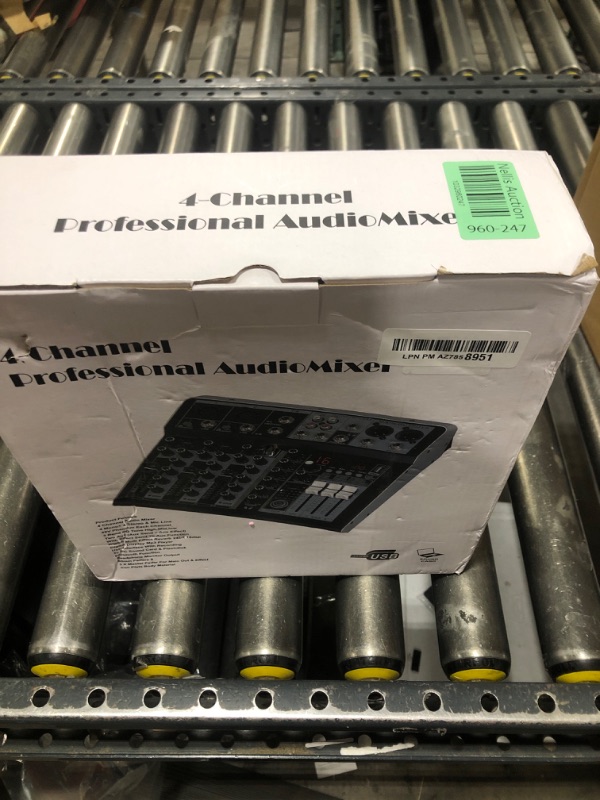 Photo 1 of 4 Channel Audio Interfacer DJ Mixer Sound Board 16-Bit DSP Effect USB Audio Mixer Effects +48V Phantom Bluetooth for Karaoke Studio Streaming Recording,Live Streaming