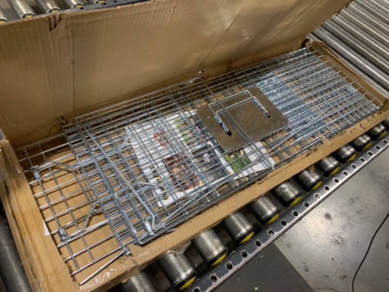 Photo 1 of 32" Live Animal Traps,Humane Animal Trap for Stray Cats up to 16.5 pounds, Raccoons, Squirrel, Skunk, Mole, Groundhog, Armadillo, Rabbit,Steel Foldable with Pedal Triggers